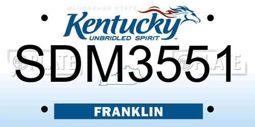 SDM3551 Kentucky License Plate