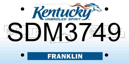 SDM3749 Kentucky License Plate