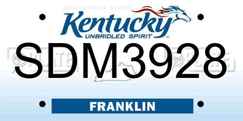 SDM3928 Kentucky License Plate