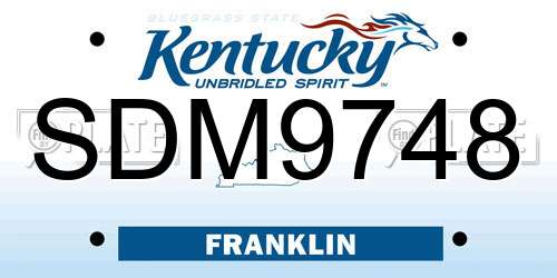 SDM9748 Kentucky License Plate
