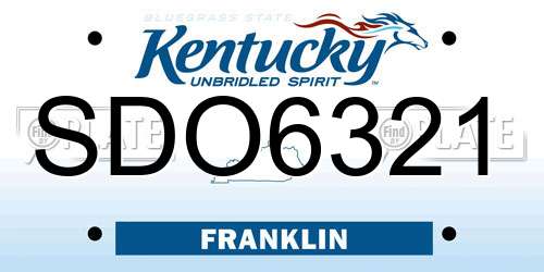 SDO6321 Kentucky License Plate