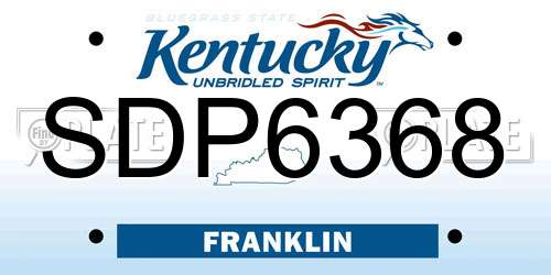 SDP6368 Kentucky License Plate