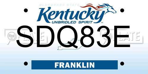 SDQ83E Kentucky License Plate
