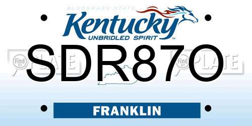 SDR87O Kentucky License Plate