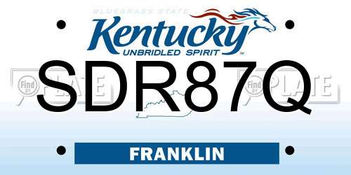 SDR87Q Kentucky License Plate
