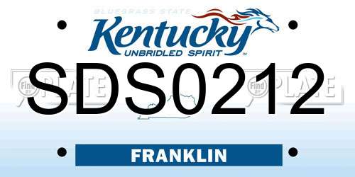 SDS0212 Kentucky License Plate