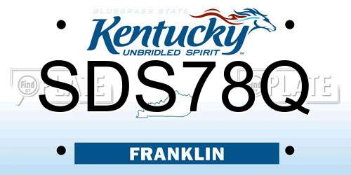 SDS78Q Kentucky License Plate