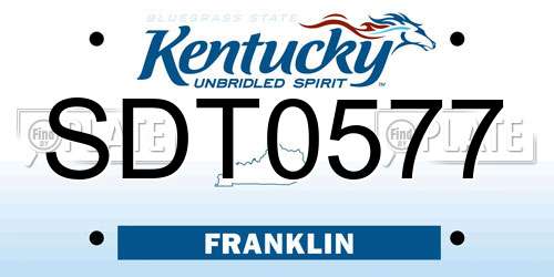 SDT0577 Kentucky License Plate