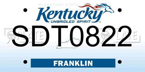 SDT0822 Kentucky License Plate