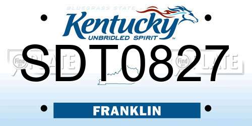 SDT0827 Kentucky License Plate