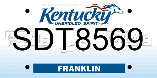SDT8569 Kentucky License Plate