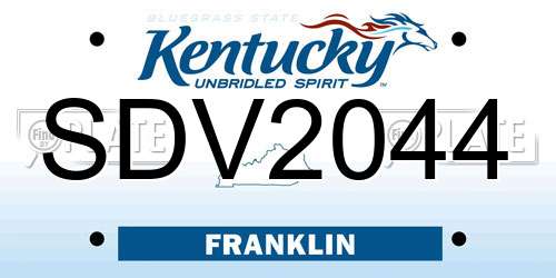 SDV2044 Kentucky License Plate