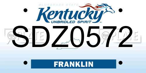 SDZ0572 Kentucky License Plate