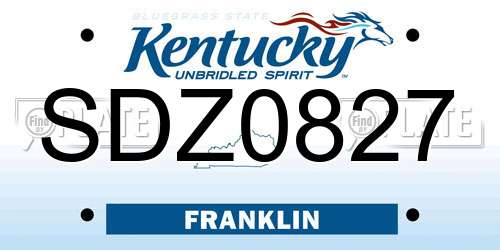 SDZ0827 Kentucky License Plate