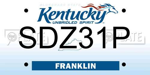 SDZ31P Kentucky License Plate