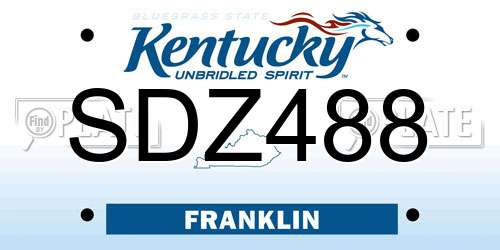 SDZ488 Kentucky License Plate