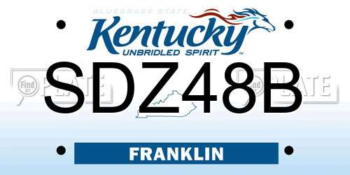SDZ48B Kentucky License Plate