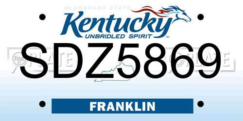 SDZ5869 Kentucky License Plate