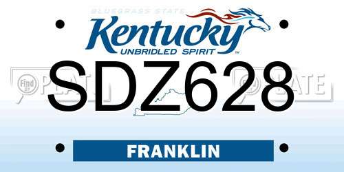 SDZ628 Kentucky License Plate