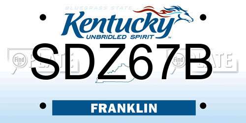 SDZ67B Kentucky License Plate
