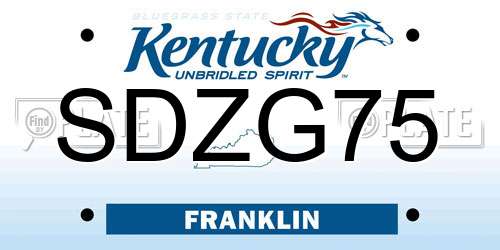 SDZG75 Kentucky License Plate