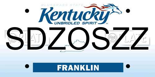 SDZOSZZ Kentucky License Plate