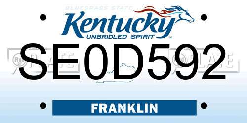 SE0D592 Kentucky License Plate