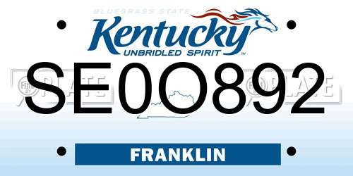SE0O892 Kentucky License Plate