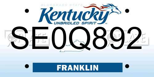 SE0Q892 Kentucky License Plate