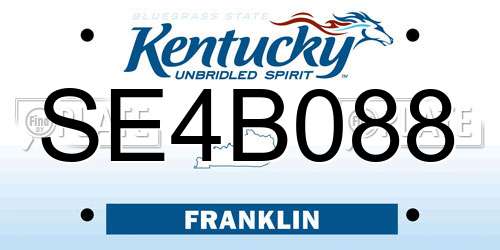 SE4B088 Kentucky License Plate