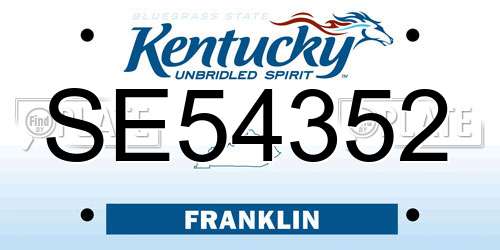 SE54352 Kentucky License Plate