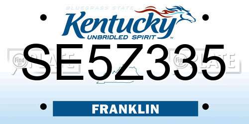 SE5Z335 Kentucky License Plate