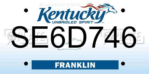 SE6D746 Kentucky License Plate