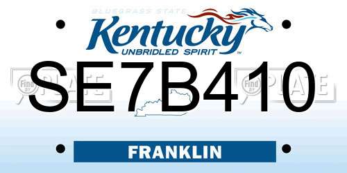 SE7B410 Kentucky License Plate