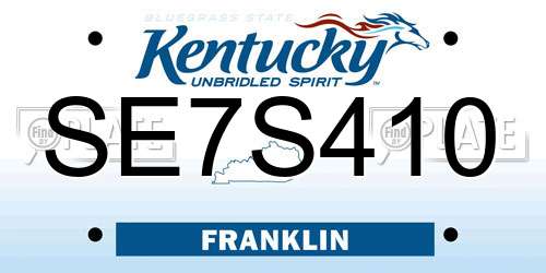 SE7S410 Kentucky License Plate