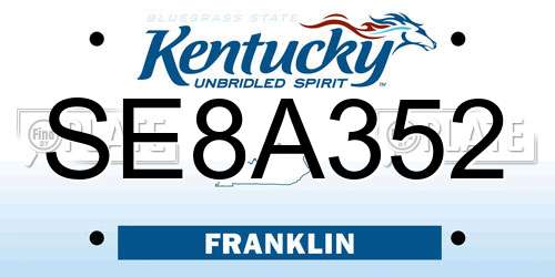 SE8A352 Kentucky License Plate