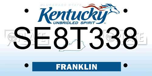 SE8T338 Kentucky License Plate