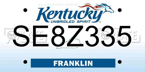 SE8Z335 Kentucky License Plate