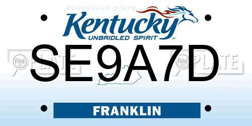 SE9A7D Kentucky License Plate