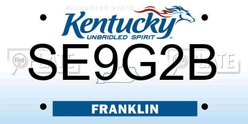 SE9G2B Kentucky License Plate