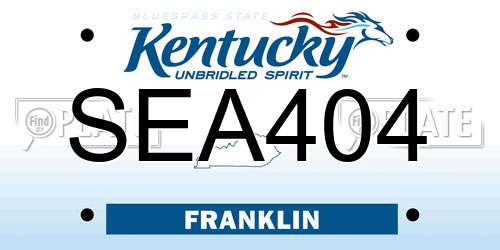 SEA404 Kentucky License Plate