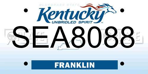 SEA8088 Kentucky License Plate
