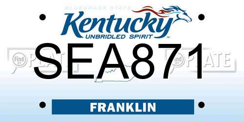 SEA871 Kentucky License Plate
