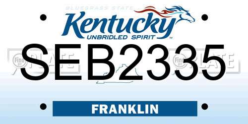 SEB2335 Kentucky License Plate