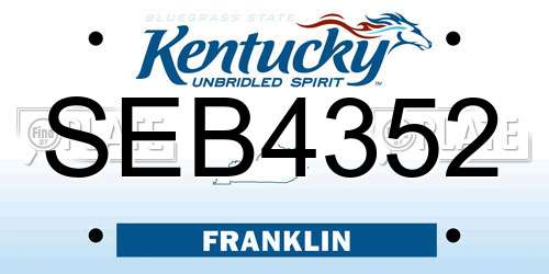 SEB4352 Kentucky License Plate
