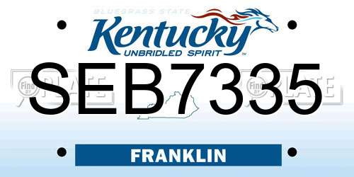 SEB7335 Kentucky License Plate