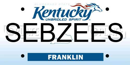 SEBZEES Kentucky License Plate