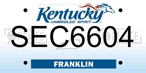SEC6604 Kentucky License Plate