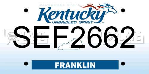 SEF2662 Kentucky License Plate