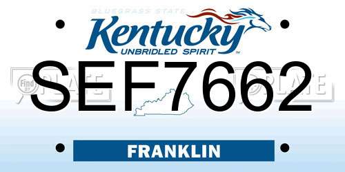 SEF7662 Kentucky License Plate